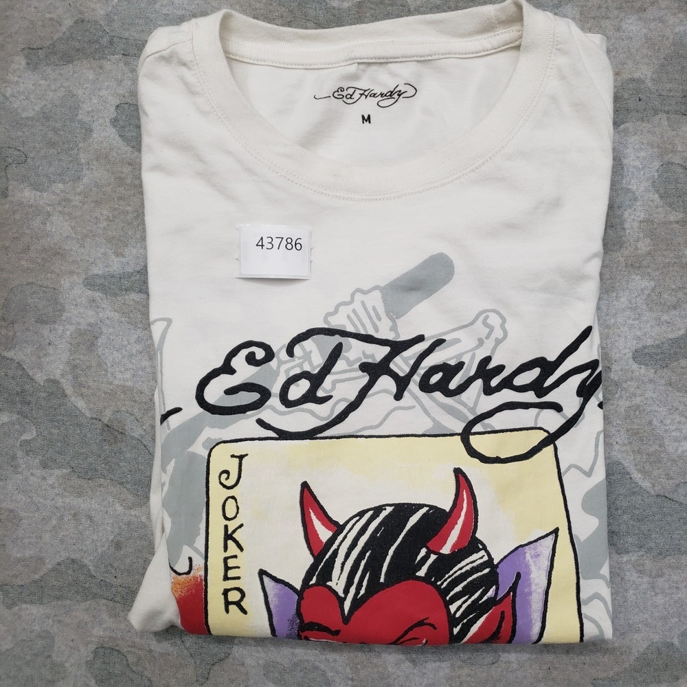 Ed Hardy Top Womens Medium White Short Sleeve - Picture 11 of 11